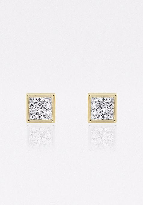 1/2 ctw Princess Lab Grown Diamond Bezel Set Solitaire Stud Earrings