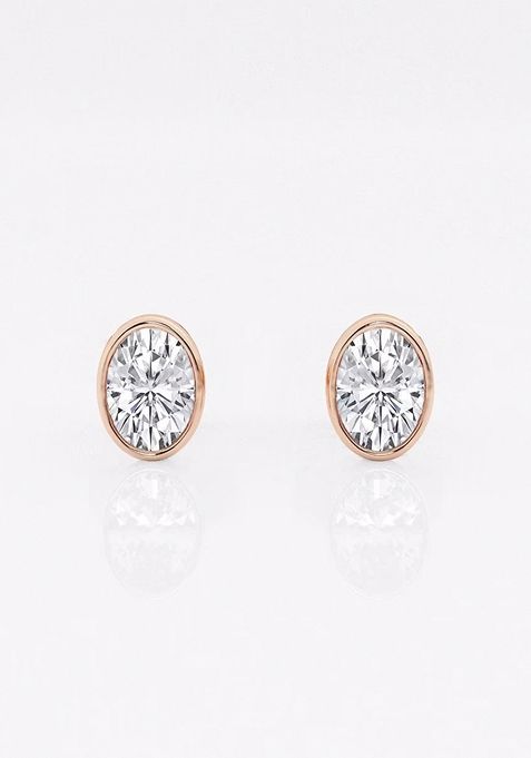 1/2 ctw Oval Lab Grown Diamond Bezel Set Solitaire Stud Earrings