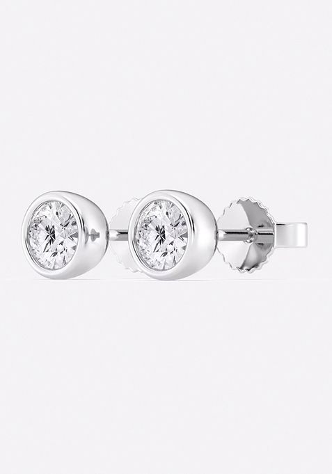 3/4 ctw Round Lab Grown Diamond Bezel Set Solitaire Stud Earrings