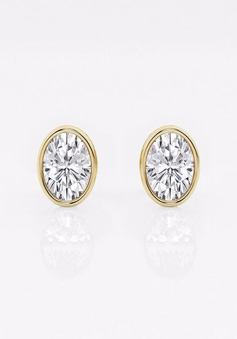 1 ctw Oval Lab Grown Diamond Bezel Set Solitaire Stud Earrings