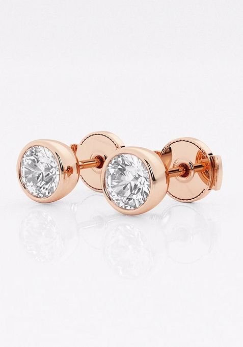 1 ctw Round Lab Grown Diamond Bezel Set Solitaire Stud Earrings