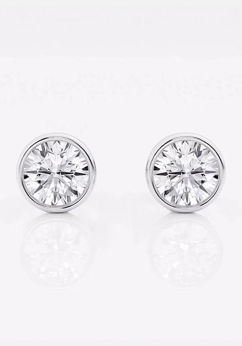 1 1/2 ctw Round Lab Grown Diamond Bezel Set Solitaire Stud Earrings