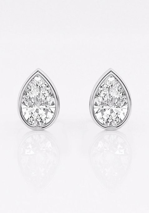 1 1/2 ctw Pear Lab Grown Diamond Bezel Set Solitaire Stud Earrings