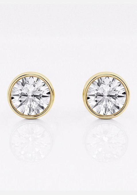 2 ctw Round Lab Grown Diamond Bezel Set Solitaire Stud Earrings