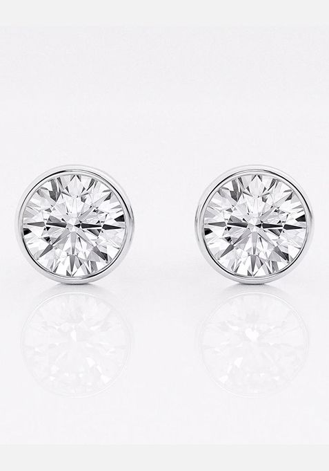 3 ctw Round Lab Grown Diamond Bezel Set Solitaire Stud Earrings