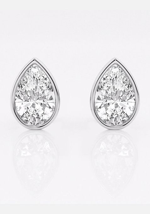 3 ctw Pear Lab Grown Diamond Bezel Set Solitaire Stud Earrings