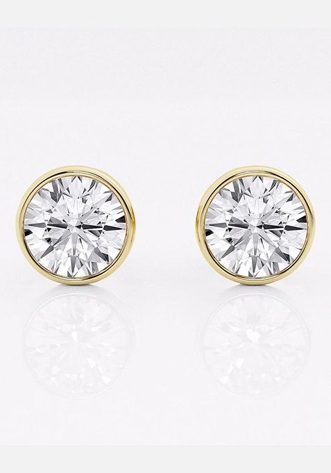 3 ctw Round Lab Grown Diamond Bezel Set Solitaire Stud Earrings