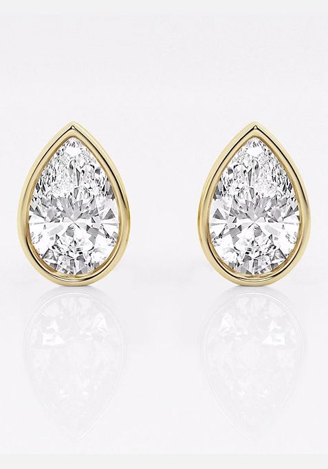 3 ctw Pear Lab Grown Diamond Bezel Set Solitaire Stud Earrings