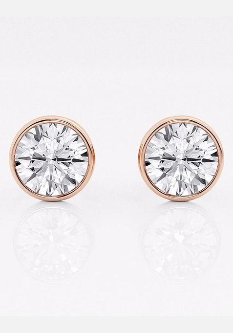 3 ctw Round Lab Grown Diamond Bezel Set Solitaire Stud Earrings