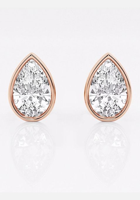 3   ctw Pear Lab Grown Diamond Bezel Set Solitaire Stud Earrings