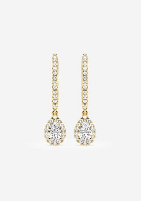 3/4 ctw Pear Lab Grown Diamond Halo Drop Earrings