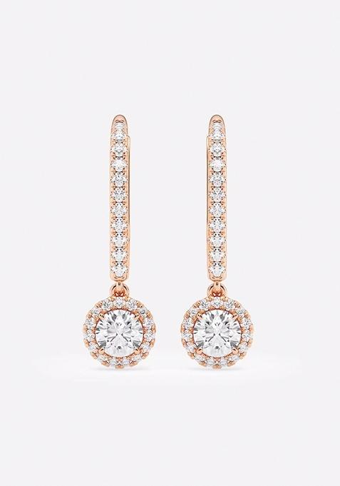 1 7/8  ctw Round Lab Grown Diamond Halo Drop Earrings