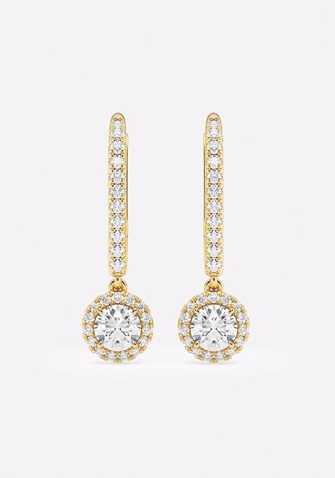 3 5/8 ctw Round Lab Grown Diamond Halo Drop Earrings