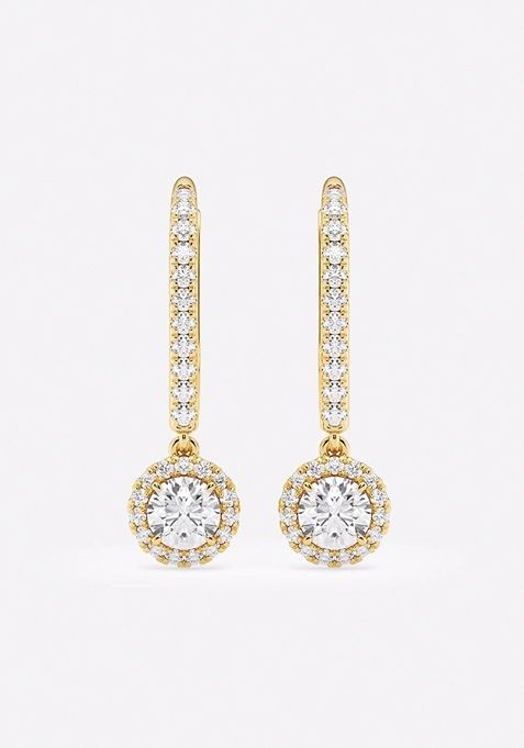 4 3/4 ctw Round Lab Grown Diamond Halo Drop Earrings