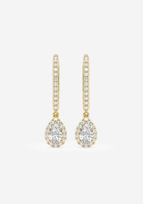 3/4 ctw Pear Lab Grown Diamond Halo Drop Earrings