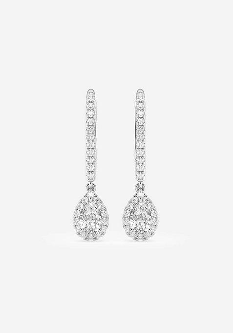 1 7/8  ctw Pear Lab Grown Diamond Halo Drop Earrings