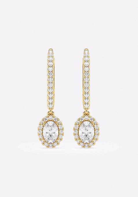 1 7/8  ctw Oval Lab Grown Diamond Halo Drop Earrings