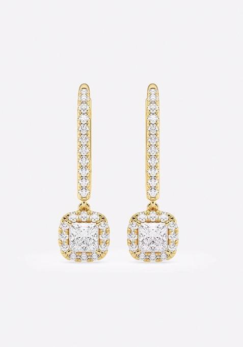 1 7/8  ctw Princess Lab Grown Diamond Halo Drop Earrings