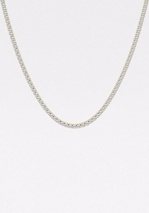 11 ctw Round Lab Grown Diamond Four Prong Tennis Fashion Necklace