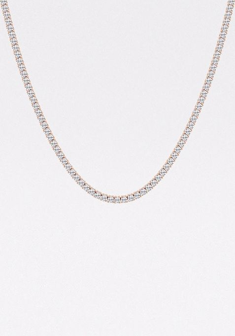 11 ctw Round Lab Grown Diamond Four Prong Tennis Fashion Necklace