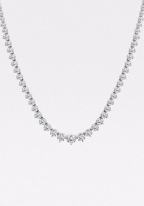 17 ctw Round Lab Grown Diamond Graduated Riviera Fashion Necklace