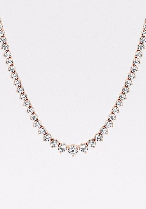 17 ctw Round Lab Grown Diamond Graduated Riviera Fashion Necklace