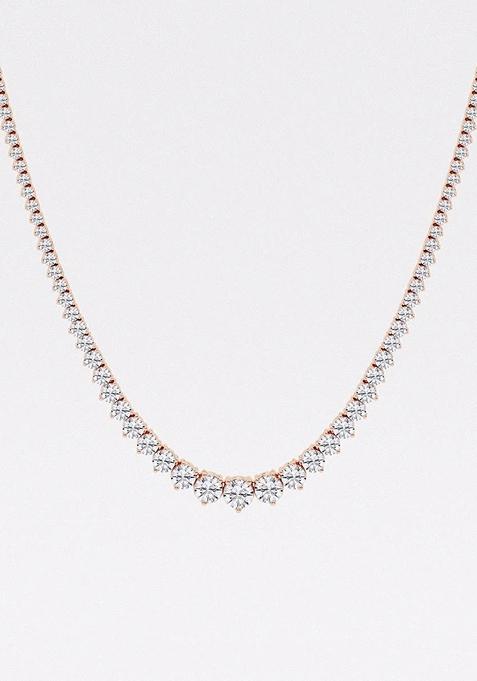 10 ctw Round Lab Grown Diamond Graduated Riviera Fashion Necklace