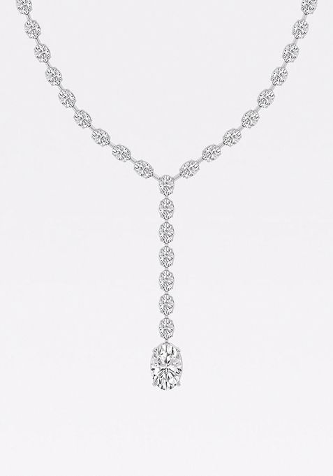 17 ctw Oval Lab Grown Diamond Lariat Tennis Necklace