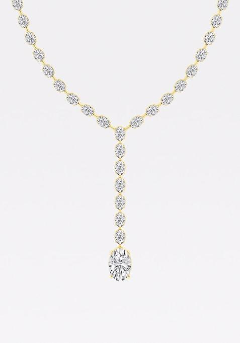 17 ctw Oval Lab Grown Diamond Lariat Tennis Necklace