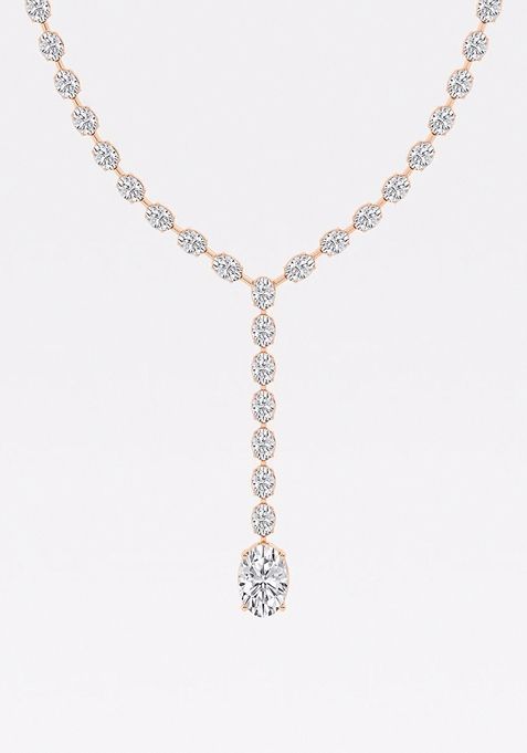 17 ctw Oval Lab Grown Diamond Lariat Tennis Necklace