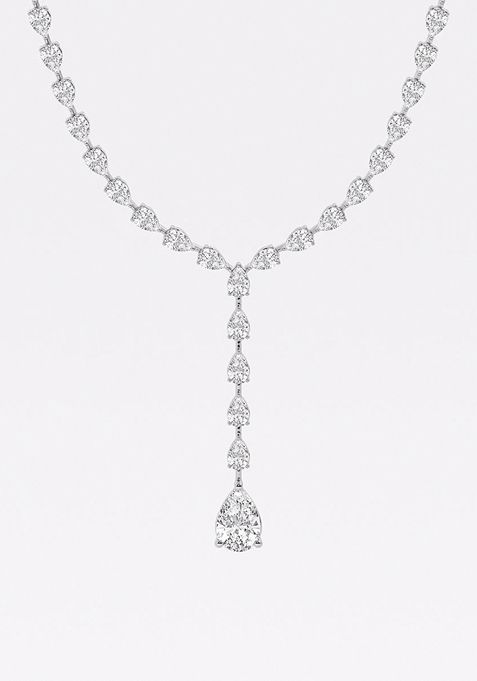 17 ctw Pear Lab Grown Diamond Lariat Tennis Necklace