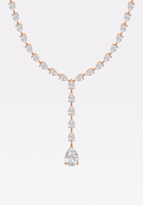 17 ctw Pear Lab Grown Diamond Lariat Tennis Necklace