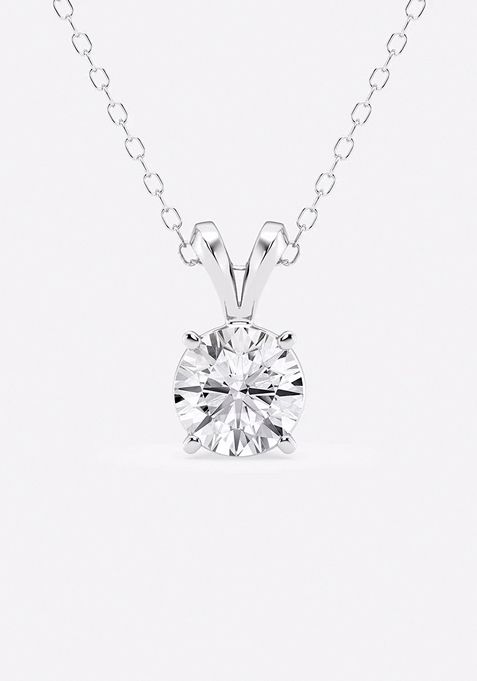 1/2 ctw Round Lab Grown Diamond Split Bail Solitaire Pendant with Adjustable Chain