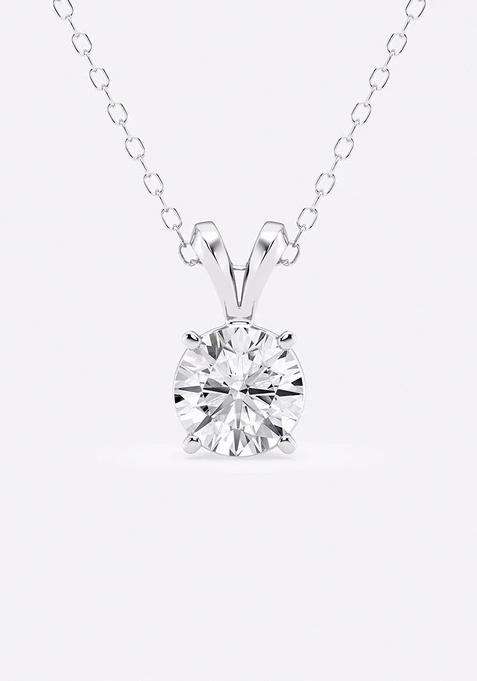 1 ctw Round Lab Grown Diamond Split Bail Solitaire Pendant with Adjustable Chain