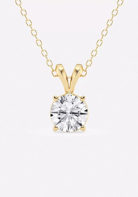 1/2 ctw Round Lab Grown Diamond Split Bail Solitaire Pendant with Adjustable Chain