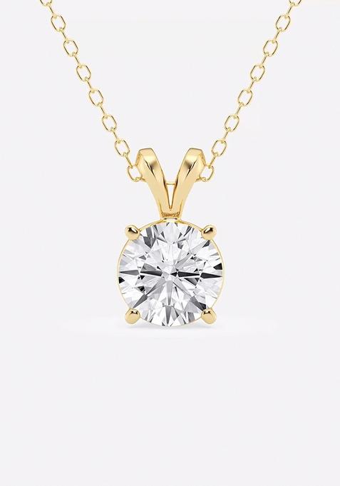 1 1/2 ctw Round Lab Grown Diamond Split Bail Solitaire Pendant with Adjustable Chain