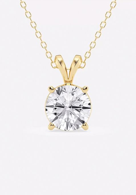 2 ctw Round Lab Grown Diamond Split Bail Solitaire Pendant with Adjustable Chain