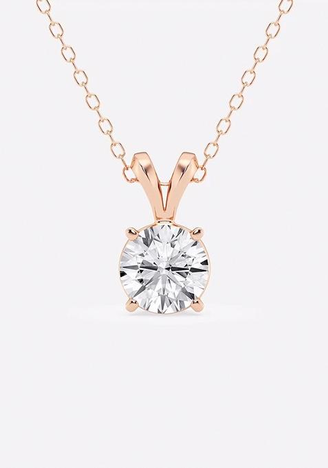 1/2 ctw Round Lab Grown Diamond Split Bail Solitaire Pendant with Adjustable Chain