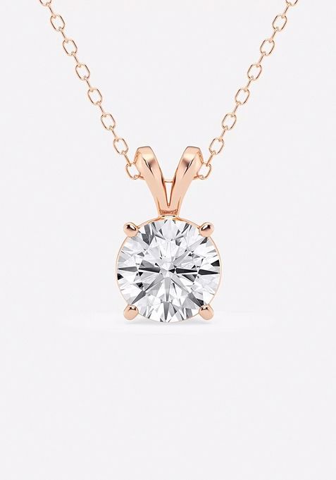 1 1/2 ctw Round Lab Grown Diamond Split Bail Solitaire Pendant with Adjustable Chain