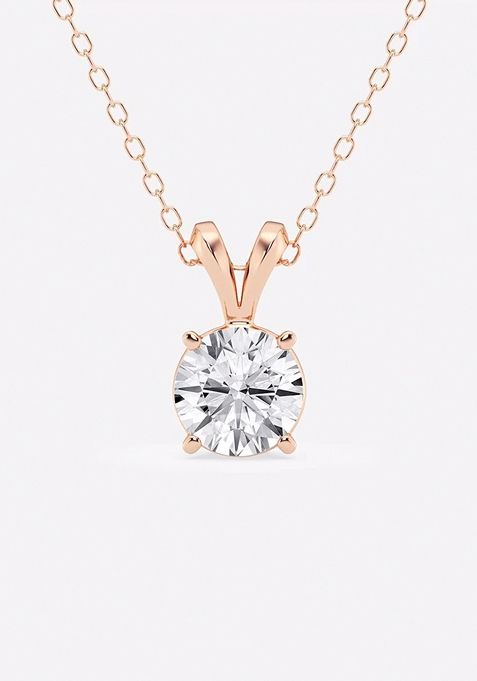 1 ctw Round Lab Grown Diamond Split Bail Solitaire Pendant with Adjustable Chain