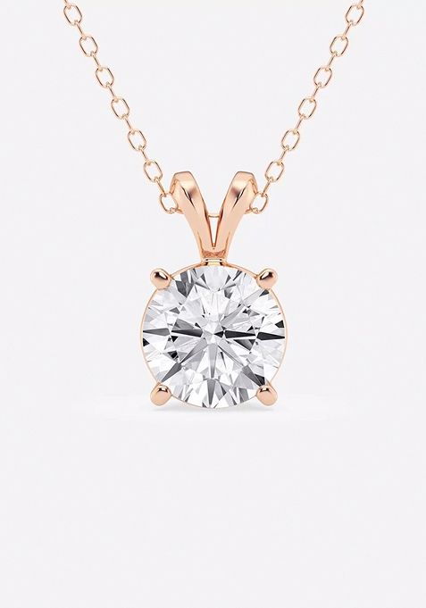 2 ctw Round Lab Grown Diamond Split Bail Solitaire Pendant with Adjustable Chain