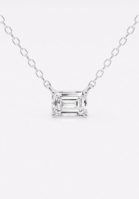 1 ctw Emerald Lab Grown Diamond Solitaire Pendant