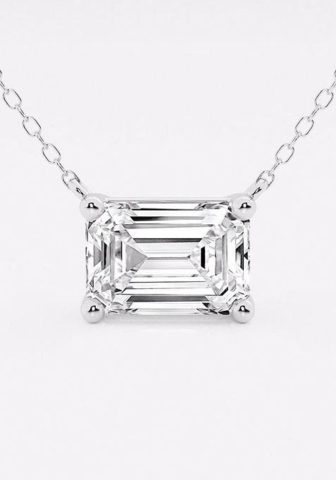 3 ctw Emerald Lab Grown Diamond Solitaire Pendant