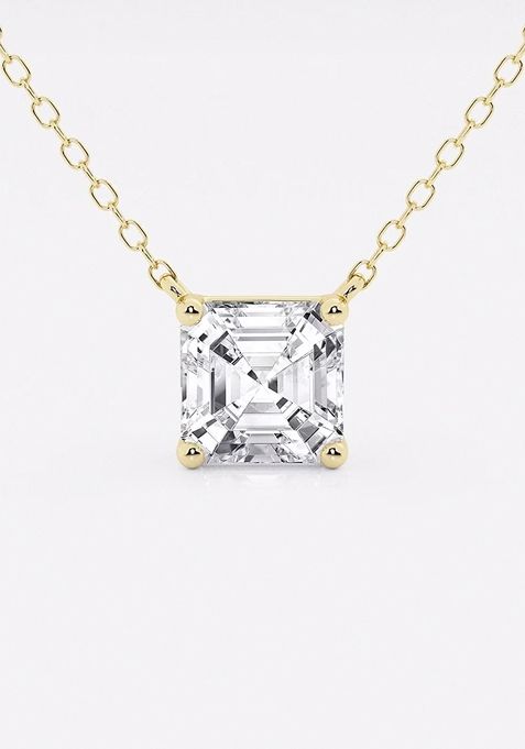 1 1/2 ctw Asscher Lab Grown Diamond Solitaire Pendant