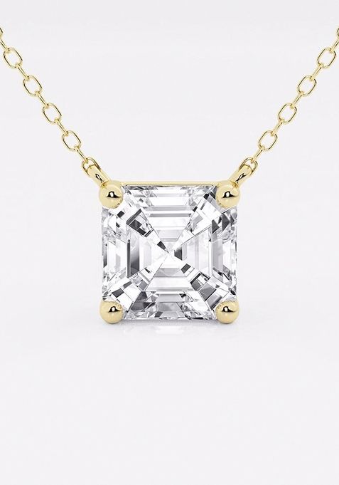 3 ctw Asscher Lab Grown Diamond Solitaire Pendant