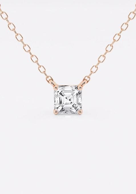 1/2 ctw Asscher Lab Grown Diamond Solitaire Pendant