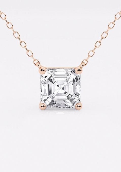 3 ctw Asscher Lab Grown Diamond Solitaire Pendant