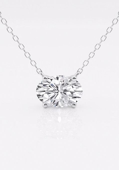 1 1/2 ctw Oval Lab Grown Diamond Solitaire Pendant