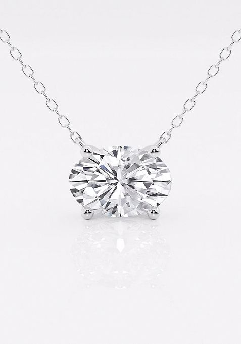 2 ctw Oval Lab Grown Diamond Solitaire Pendant