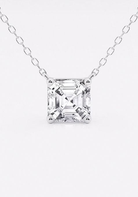 1 1/2 ctw Asscher Lab Grown Diamond Solitaire Pendant